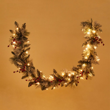 Gaela Christmas Garland With Led Lights 180 Cm Green Grass - Sklum