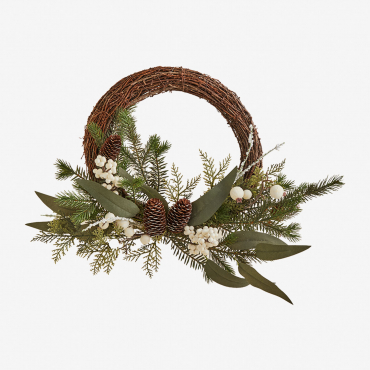 Decorative Christmas Wreath In Rattan With Pine Cones Fironila Brown Tobacco - Sklum
