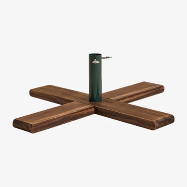 Beluvo Pine Wood And Iron Christmas Tree Stand Dark Brown Wood - Sklum