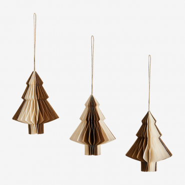Pack Of 3 Volin Paper Christmas Decorations Yellow Old Gold - Sklum