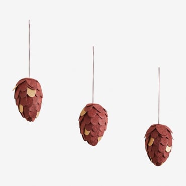 Elysia Paper Christmas Ornament Set Of 3 Garnet Red - Sklum