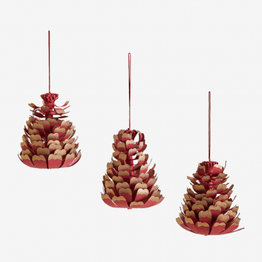 Kiyoto Paper Christmas Ornament Set Of 3 Garnet Red - Sklum