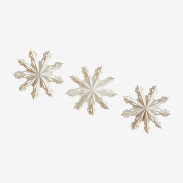 Pack Of 3 Vericsel Paper Christmas Decorations White - Sklum