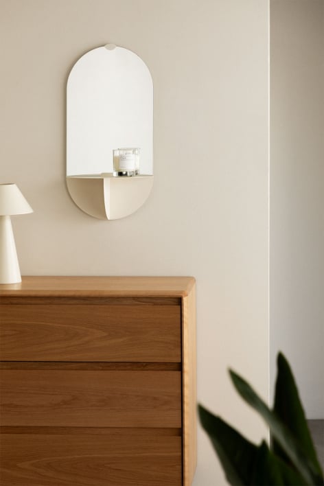 Oval wall mirror 30x60 cm with Nubino steel shelf