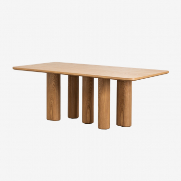 Rectangular Dining Table 200x100 Cm In Mdf And Ash Veneer Noelys Natural - Sklum