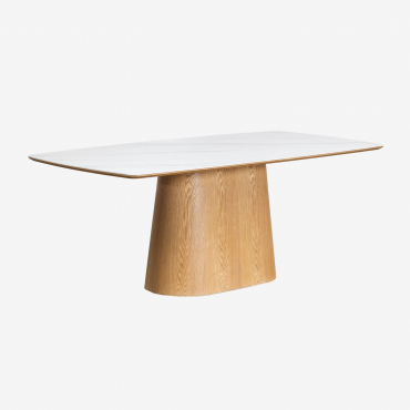 Rectangular Wooden Dining Table (200x100 Cm) Aura Ceramics & Ash Veneer - Sklum