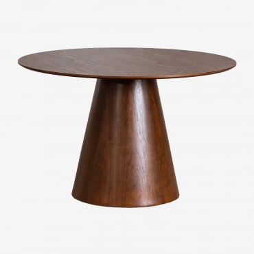 Aura Round Wooden Dining Table Walnut Veneer & Ø120 Cm & Walnut Veneer - Sklum
