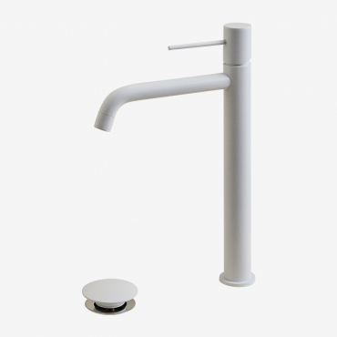 Orveta Click-clack Brass Basin Faucet Set With Basin Drain Valve White & ↑30 Cm & Valve Without Overflow - Sklum