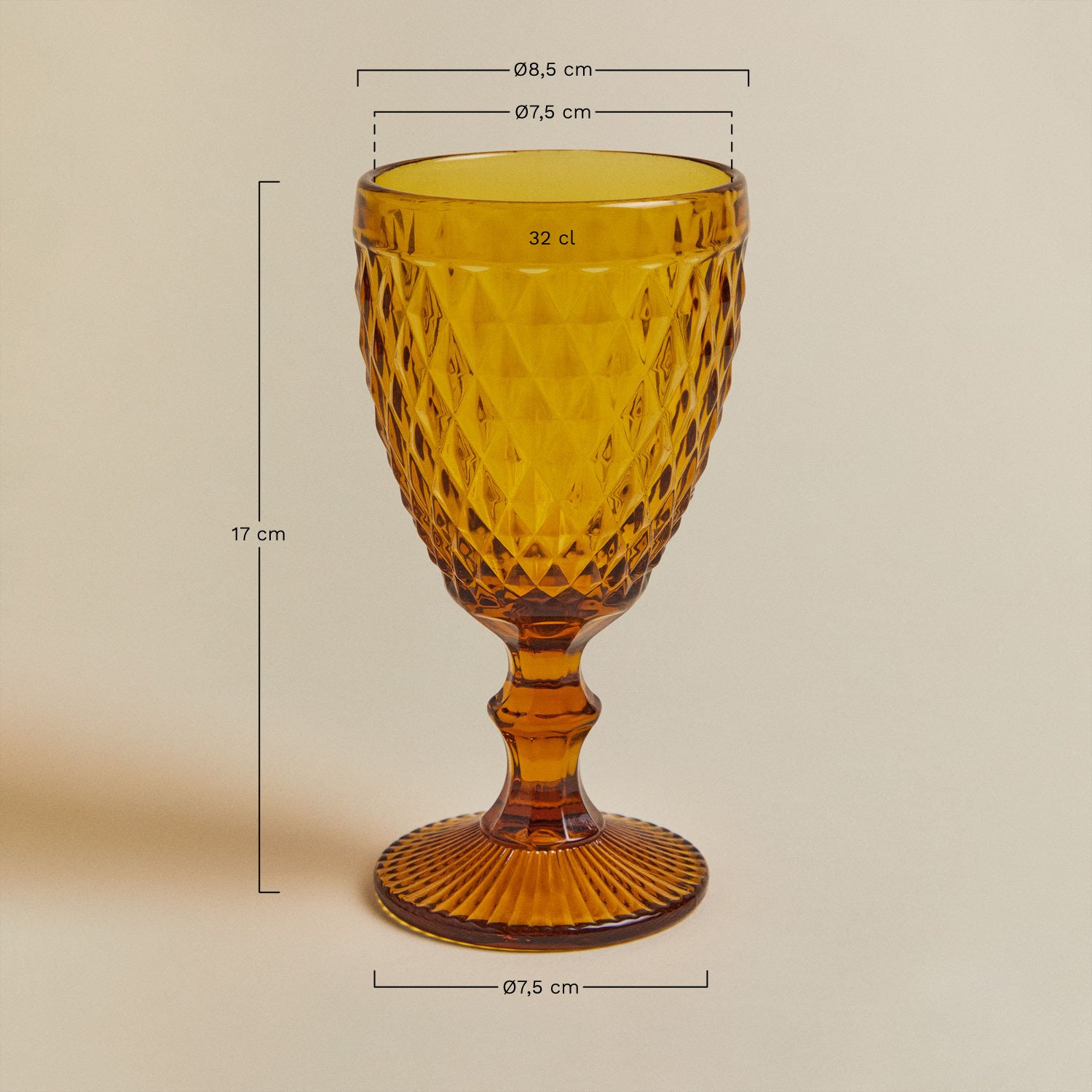 Pack of 4 Koviran 32 cl glass wine glasses, MEASURES