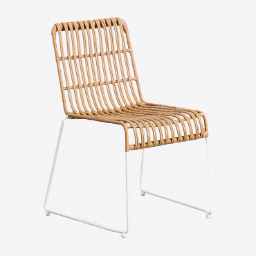 Aroa Synthetic Rattan Dining Chair White - Sklum