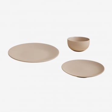 12-piece Elmora New Bone China Dinnerware Set Tapioca Beige - Sklum