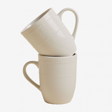 Pack Of 2 Mugs In New Bone China 40 Cl Borela White - Sklum
