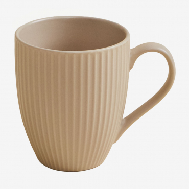Pack Of 2 Mugs In New Bone China 35 Cl Elmora Tapioca Beige - Sklum
