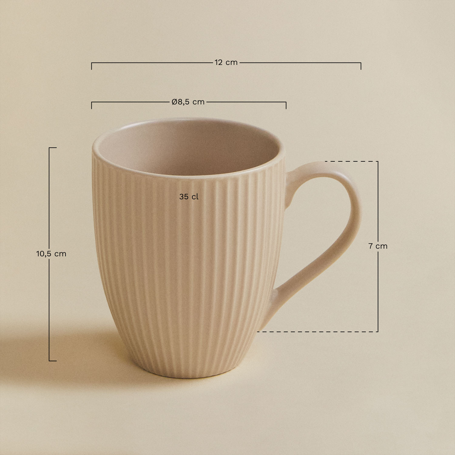 Pack of 2 mugs in new bone China 35 cl Elmora, MEASURES