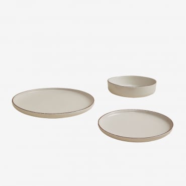 12-piece Stoneware Dinnerware Set Ronilena Tapioca Beige - Brown - Sklum