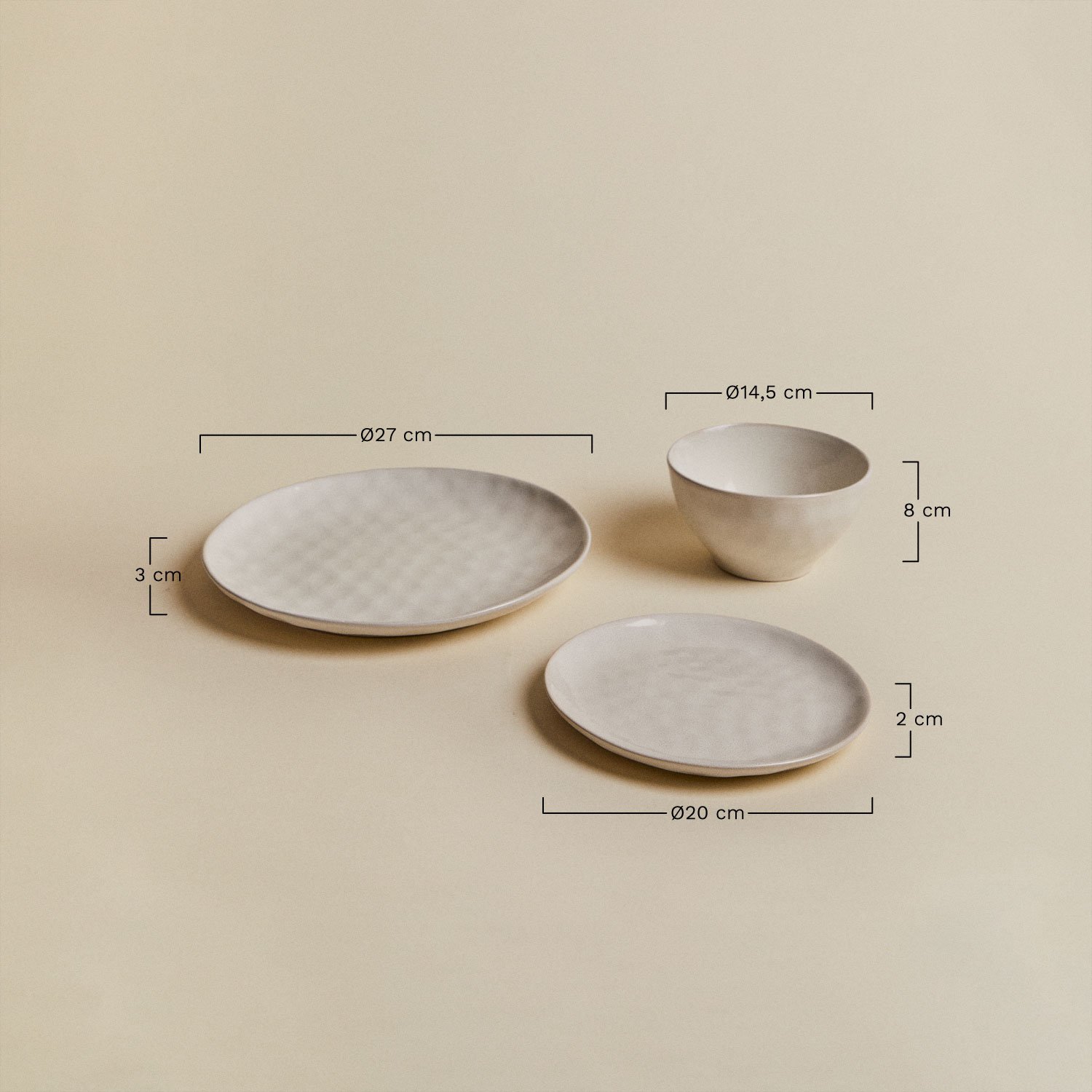 Sibeta 12-piece stoneware dinnerware set, MEASURES