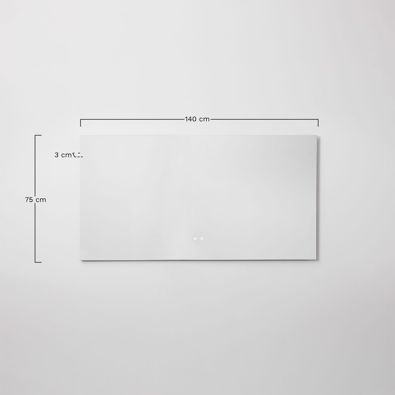 Rectangular wall mirror 140x75 cm for bathroom with LED light and anti-fog Riben, MEASURES