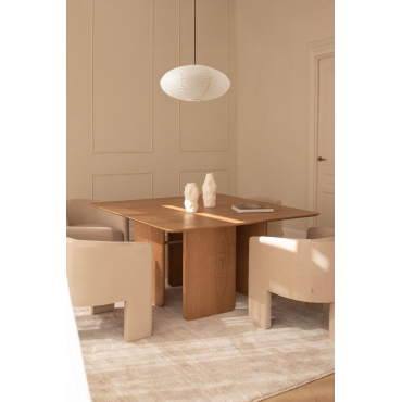 Square dining table in MDF and ash veneer (140x140 cm) Ginger - SKLUM