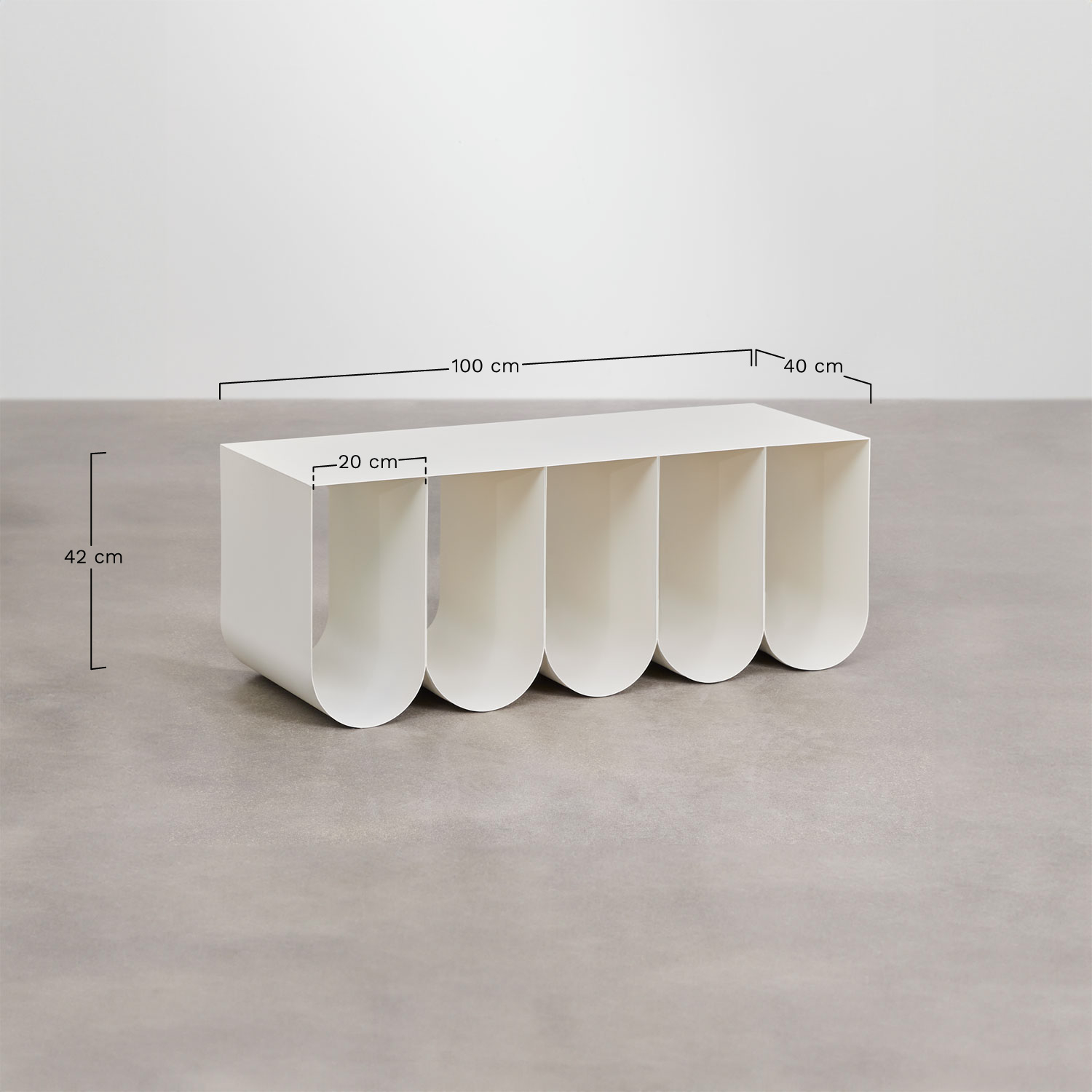 Rectangular coffee table 100x40 cm in Olavi steel, MEASURES