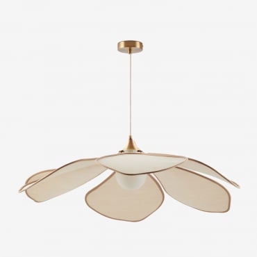 Benavid Pendant Ceiling Lamp Ø100 Cm & Crema Linho - Castanho Trigo Beige Linen - Brown Wheat - Sklum