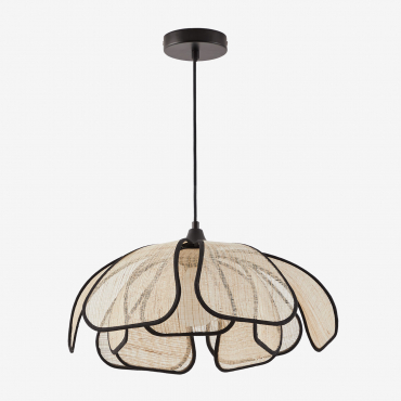 Ceiling Lamp (ø50 Cm) Vidson Linen And Cotton Natural - Black - Sklum