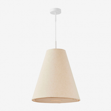 Garnet Hanging Ceiling Lamp In Linen And Cotton White & Ø40 Cm - ↑45 Cm Garnet - Sklum