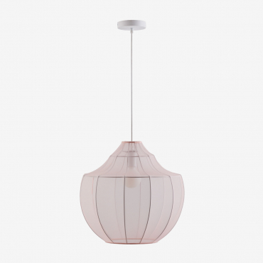 Adaya Metal And Fabric Ceiling Lamp Cotton Candy Rose - Sklum