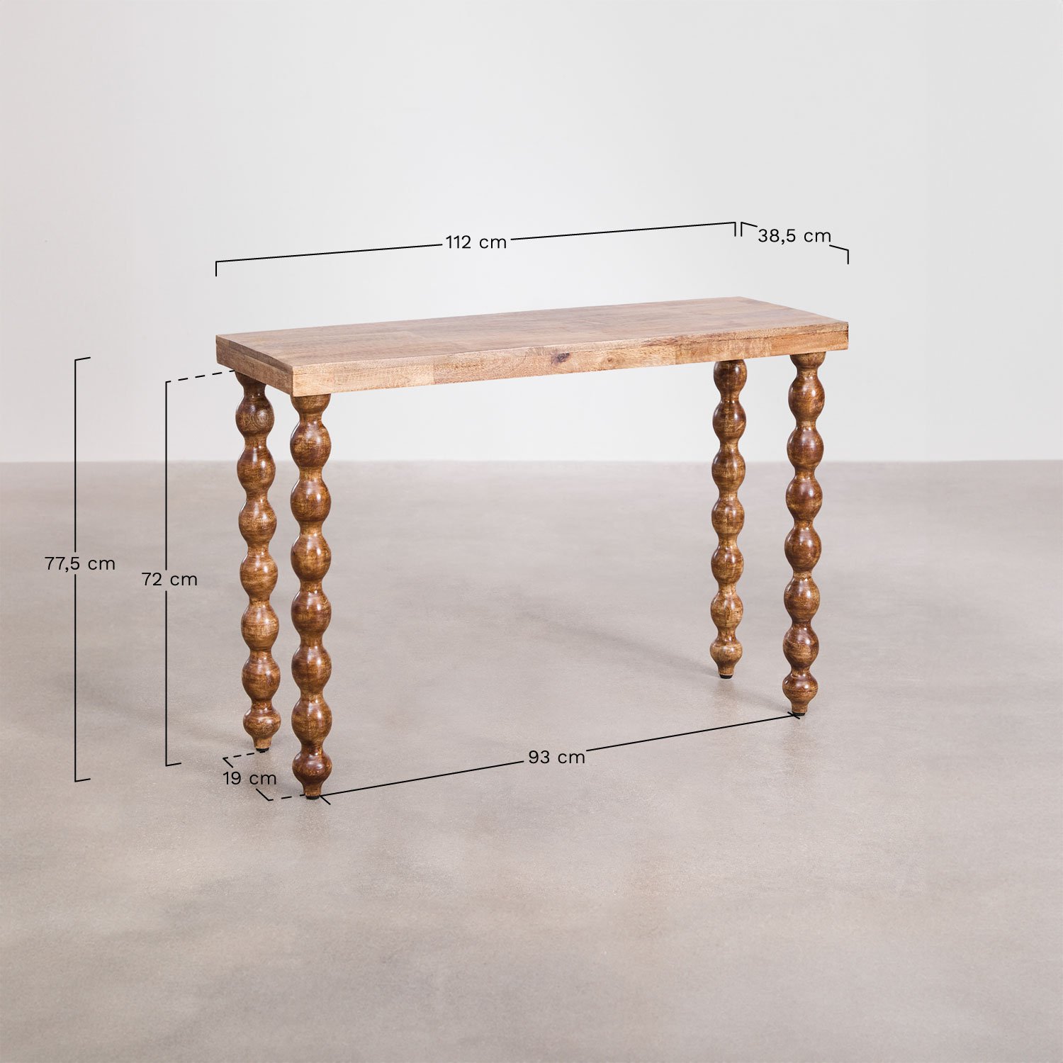 Tessaia mango wood entryway console, MEASURES