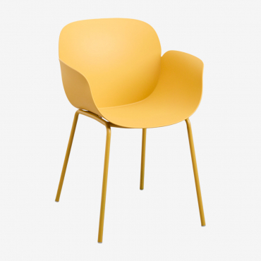 Pack Of 4 Lynette Dining Chairs Yellow Albero - Sklum
