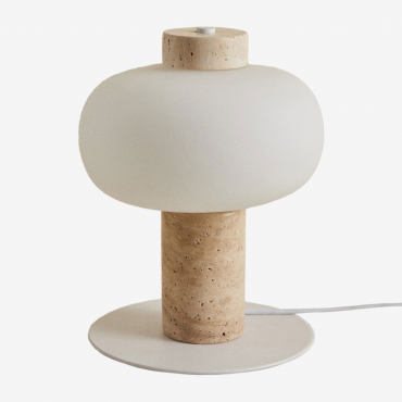 Garuba Travertine Led Table Lamp Travertine - Sklum