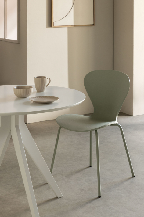 Uit Colors stackable dining chair in polypropylene and iron - Celadon Green