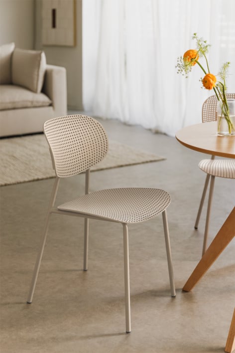 Tupah polypropylene and iron dining chair - Tapioca Beige