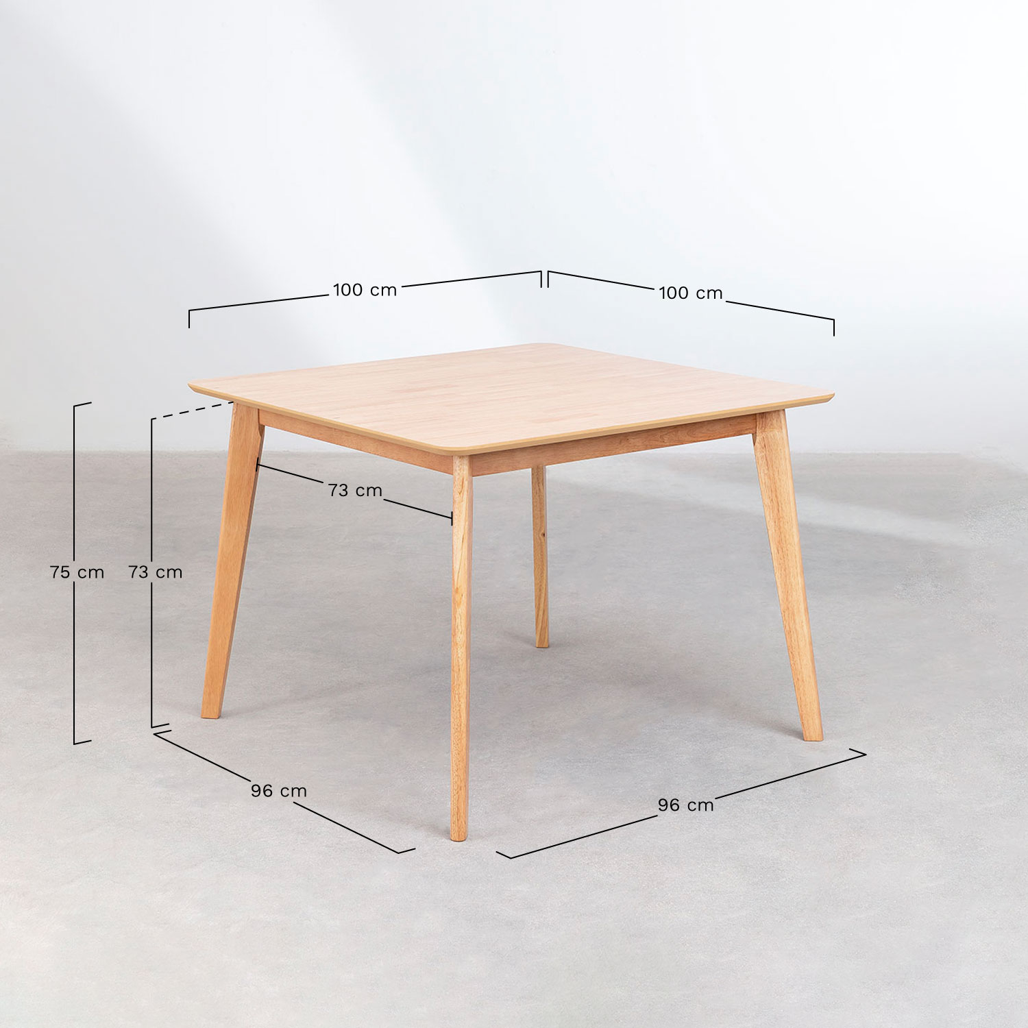 MDF  Square Dining Table Kerhen (100x100 cm) , MEASURES