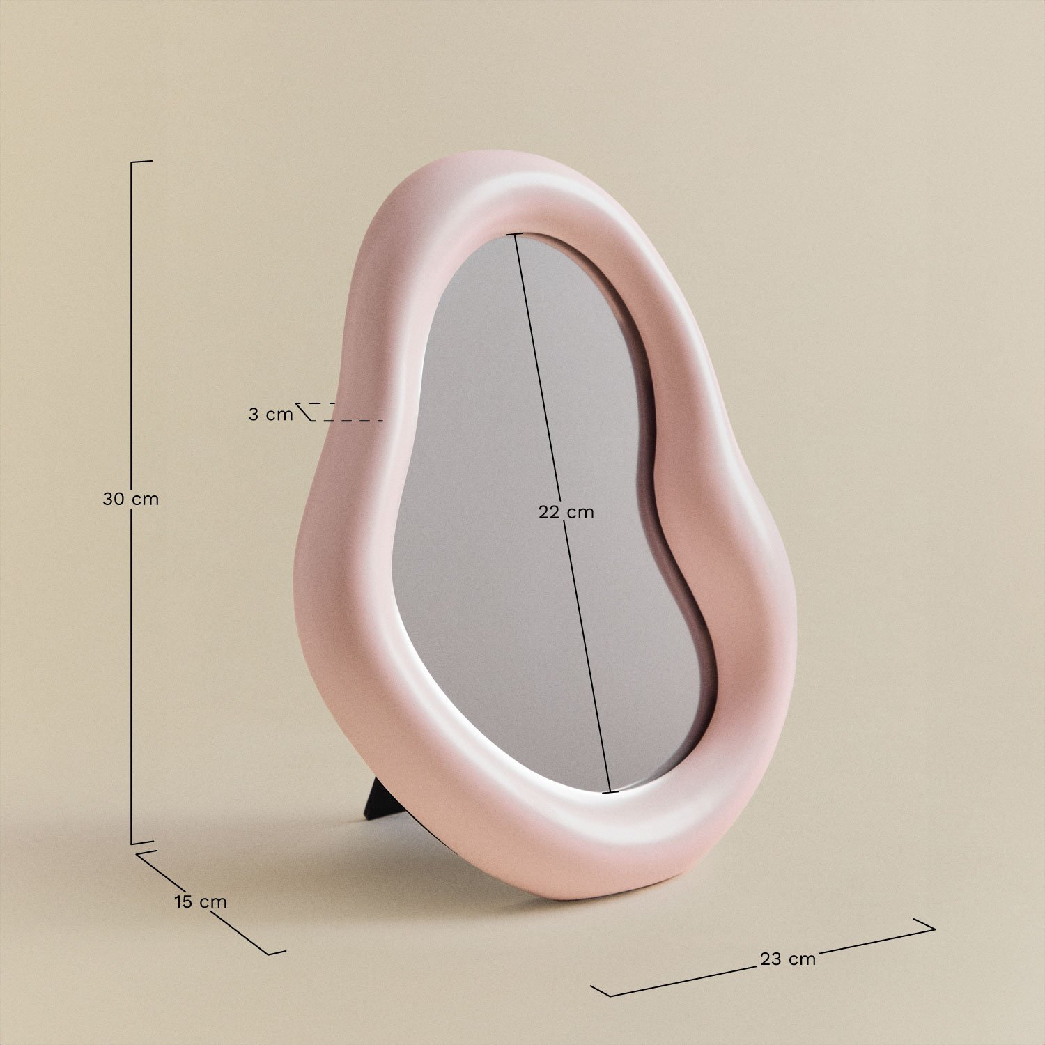 Table mirror 20x30 cm in Estony ceramic, MEASURES