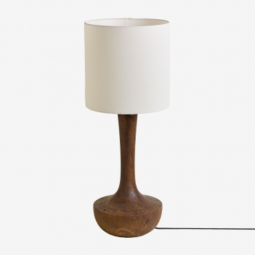Mango Wood Table Lamp Sintra Dark Handle Wood & White Ø30 Cm - ↑30 Cm Arlina - Sklum