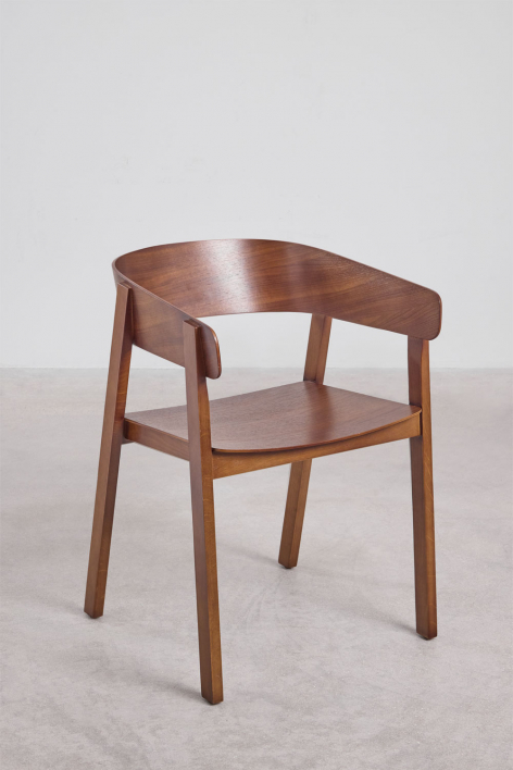 Pack of 2 dining chairs with armrests in oak wood Olsen - Dark Brown Wood