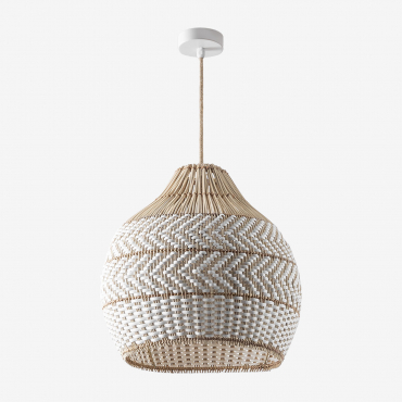 Woven Rattan Ceiling Lamp Llaury Natural - White & Ø40 Cm Llaury - Sklum