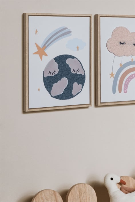 Decorative painting 30x40 cm with textile texture Haley Kids