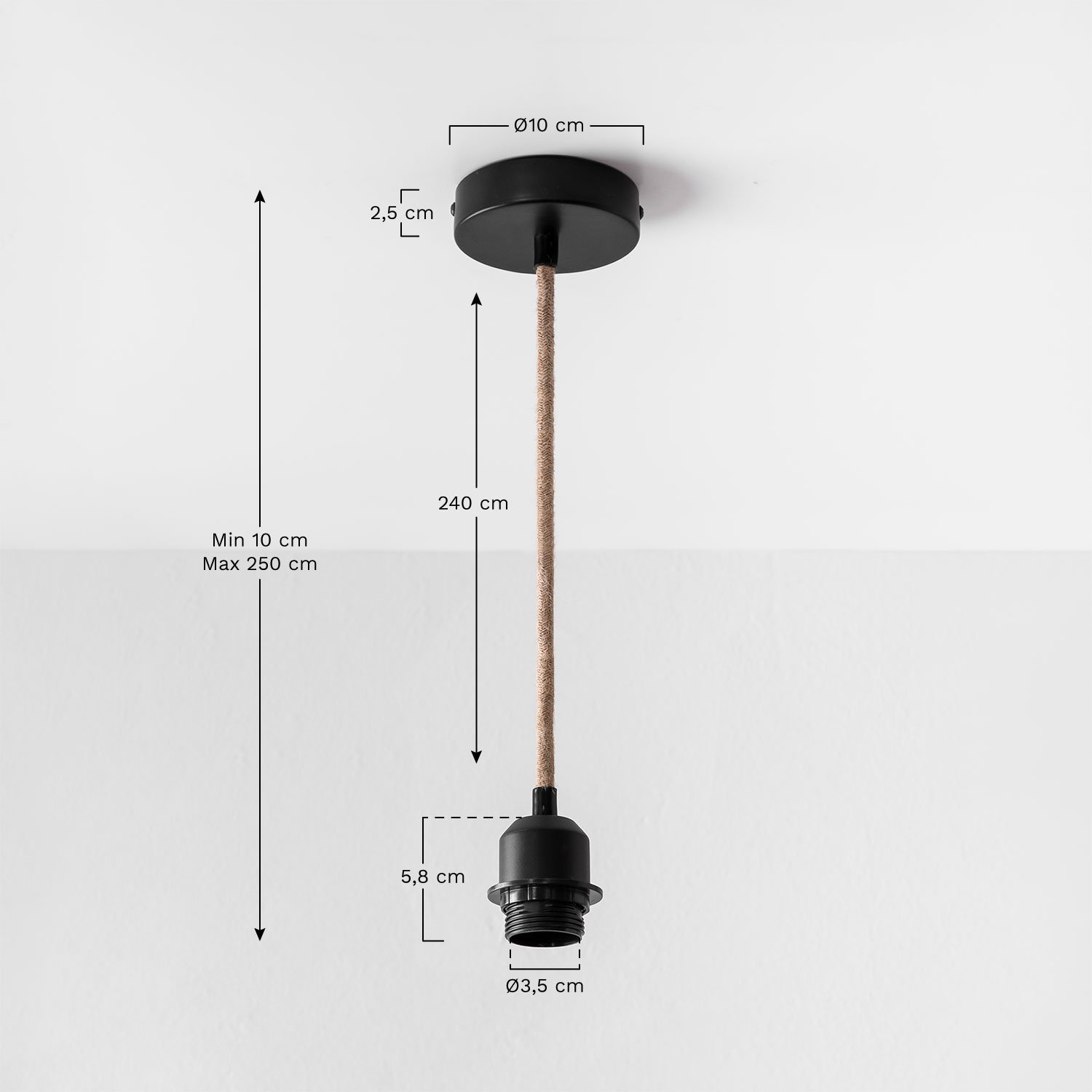 Coyle Ceiling Lamp Cable, MEASURES