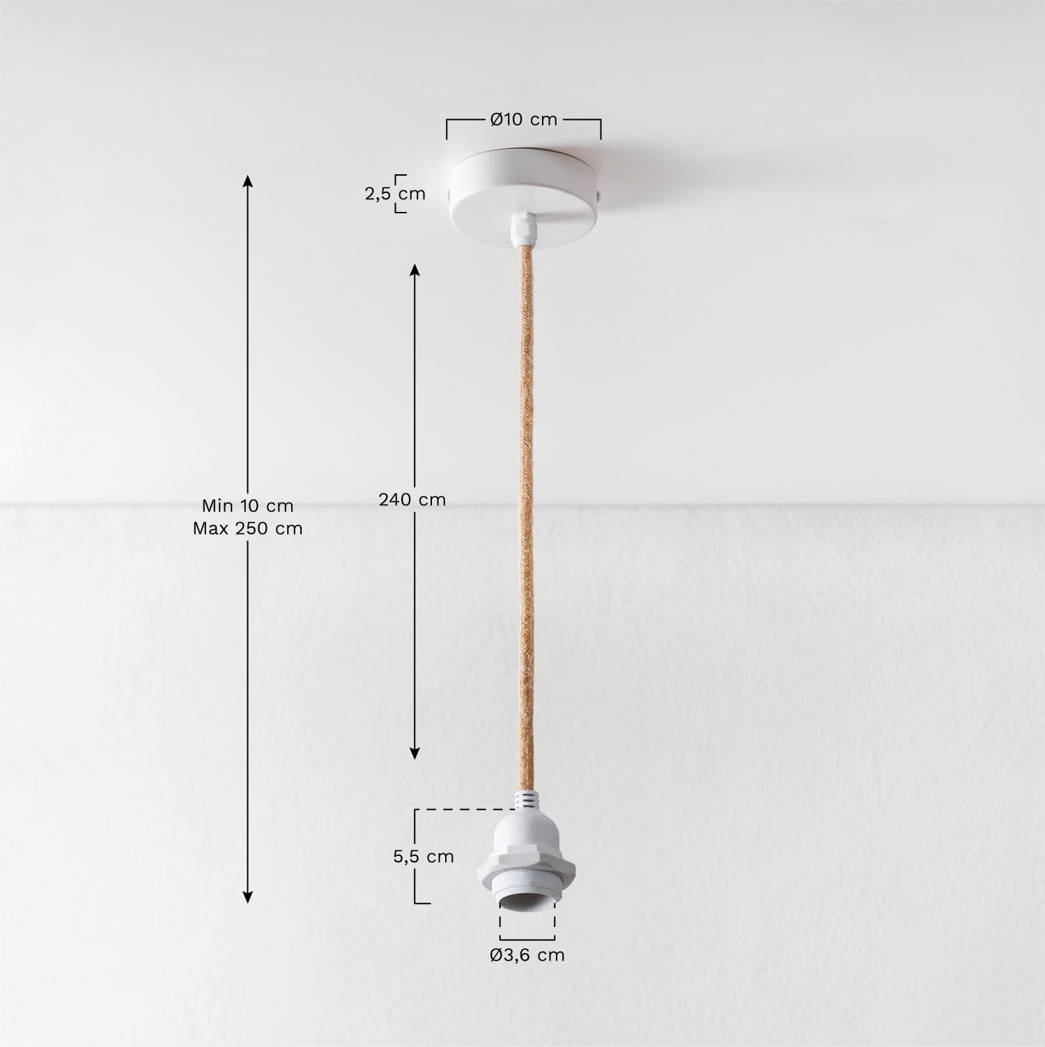 Coyle Outdoor Ceiling Lamp Cable         , MEASURES