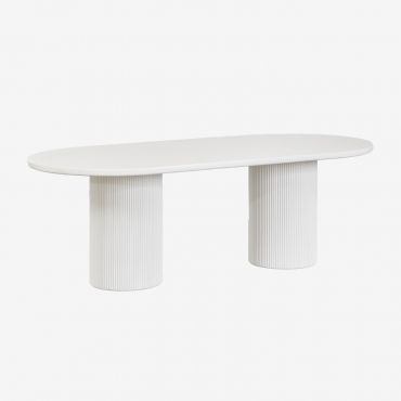 Oval Dining Table 220x100 Cm In Cement Velia White - Sklum