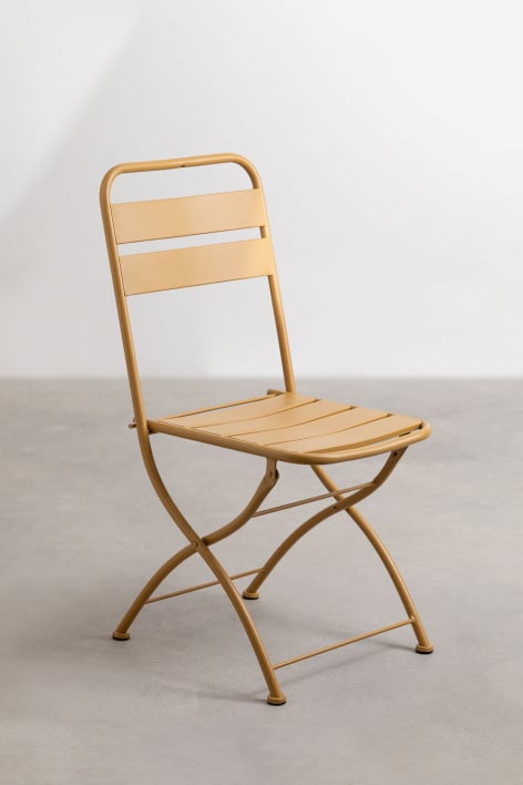 Pack of 2 Janti folding dining chairs in steel - Mustard