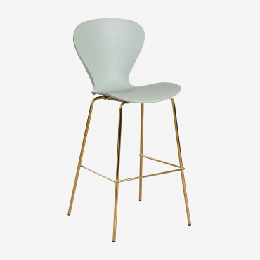 Pack Of 4 Uit High Stools Celadon Green & ↑75 Cm & Golden - Sklum