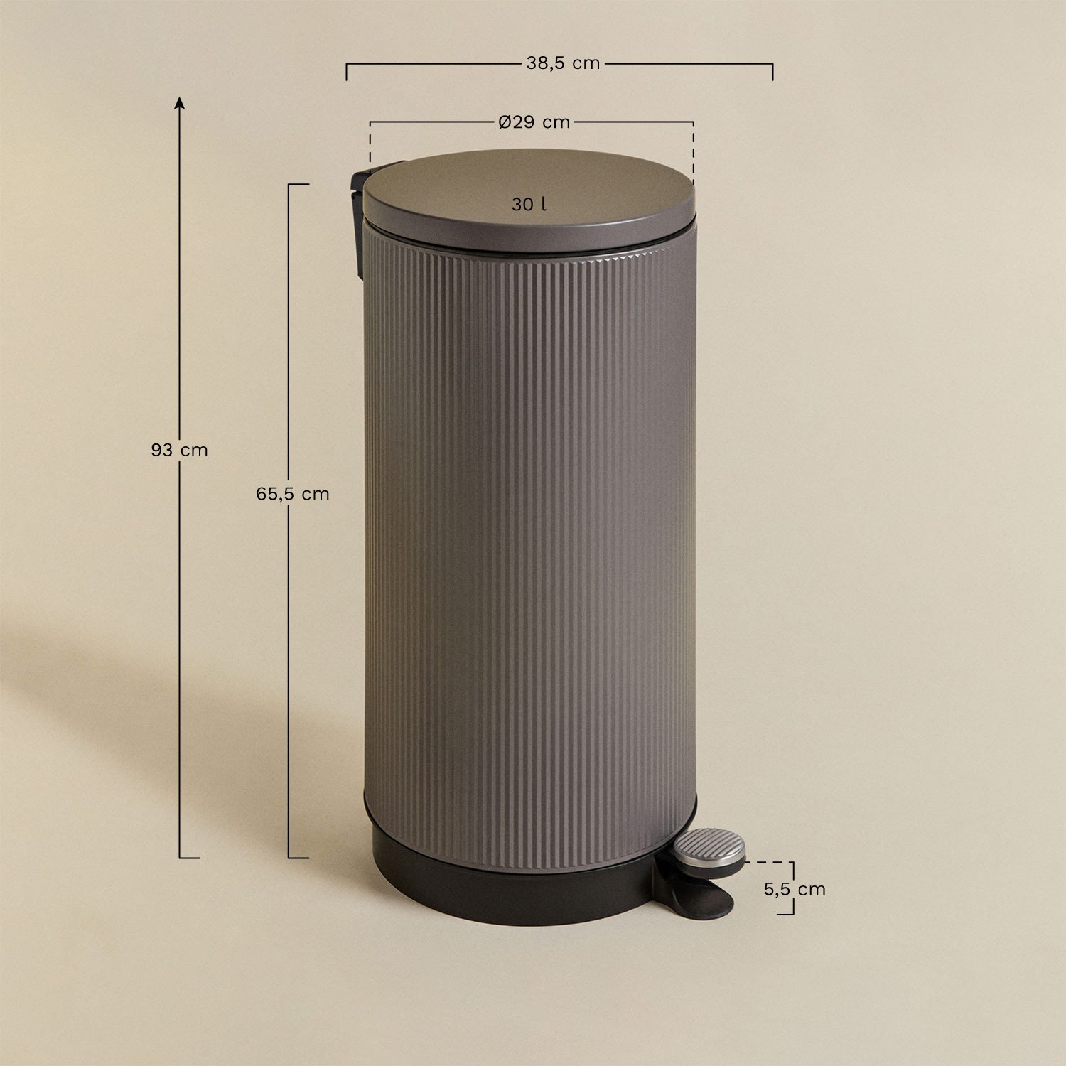 Midler trash can with lid and pedal, MEASURES