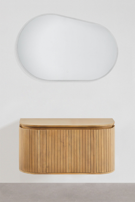 Suspended bathroom furniture set 90x40 cm in mango wood Analis - mango wood