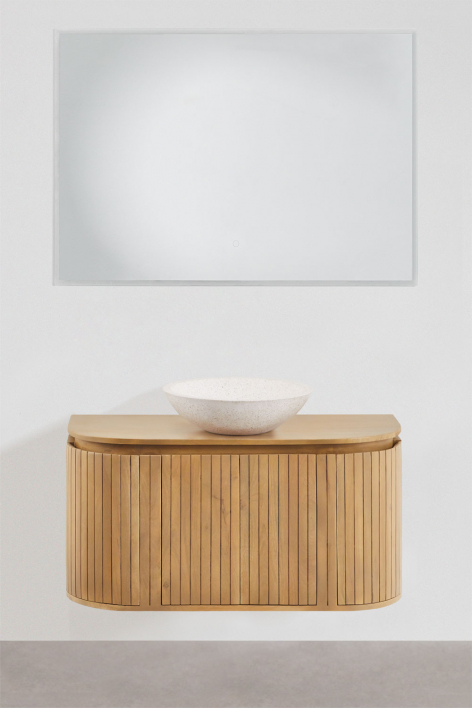 Suspended bathroom furniture set 90x40 cm in mango wood Analis - mango wood