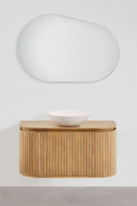 Suspended bathroom furniture set 90x40 cm in mango wood Analis - mango wood