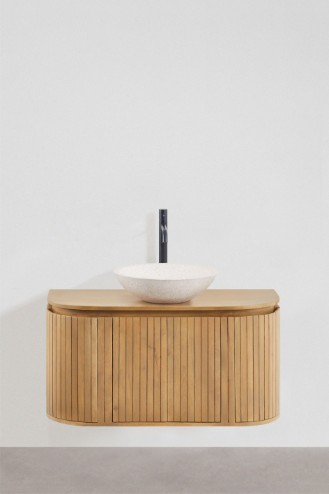 Suspended bathroom furniture set 90x40 cm in mango wood Analis - mango wood