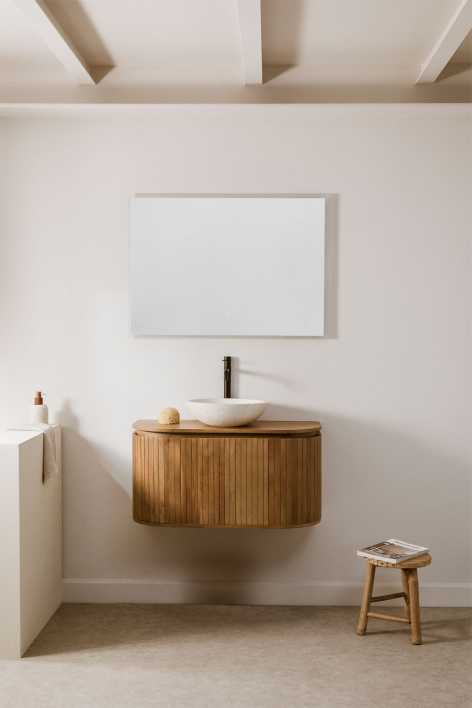 Suspended bathroom furniture set 90x40 cm in mango wood Analis - mango wood