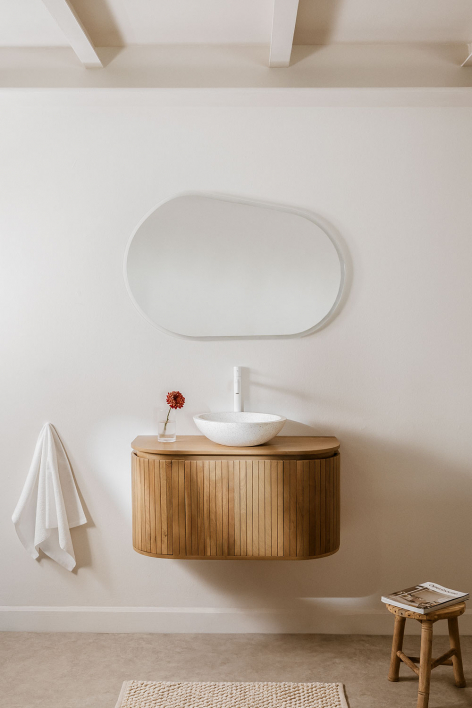 Suspended bathroom furniture set 90x40 cm in mango wood Analis - mango wood